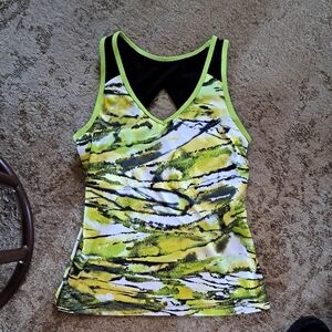 Xersion Yellow & Black Abstract Racerback Tank